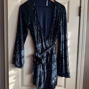 Free People Midnight Sequin Wrap Jumpsuit